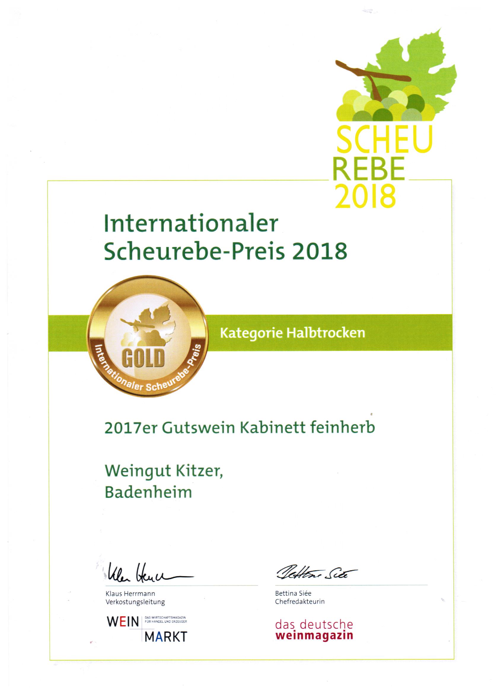 Urkunde Scheurebepreis