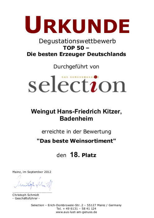 top50 weinsortiment selection urkunde
